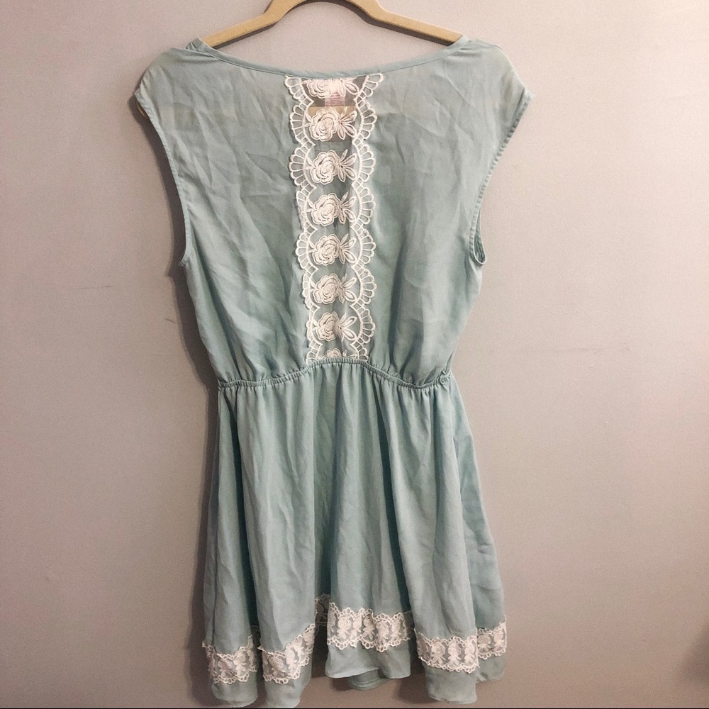 Candies Blue Floral Detail Lace Dress